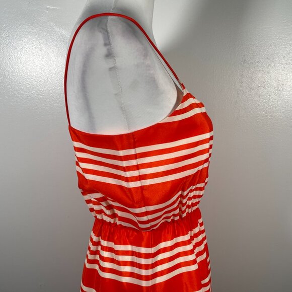 J Crew Orange White Striped Scoop Neck Sleeveless Elastic Waist Dress Size 4 - Picture 13 of 16